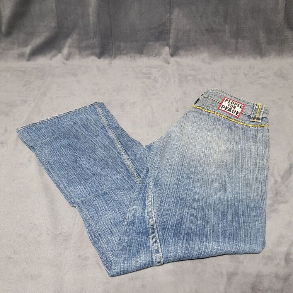 People For Peace Jeans Womens Size 26 Yellow Stitch Flared Bottom Jeans